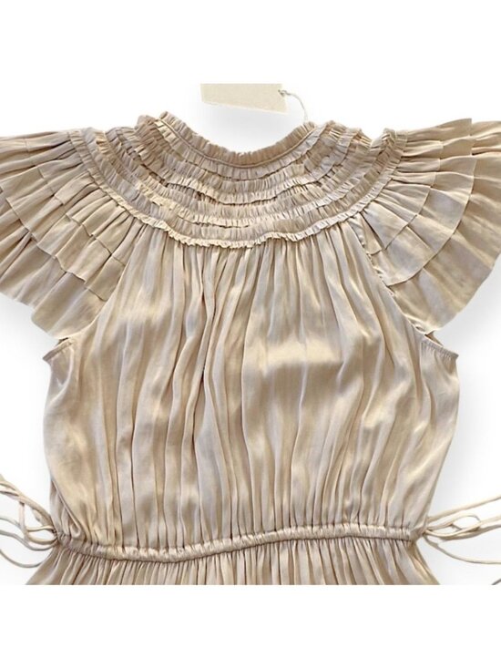 Ulla Johnson Isadora Plisse Midi Dress Dawn Cream Size 2 NWT Flutter Sleeve - Picture 11 of 16